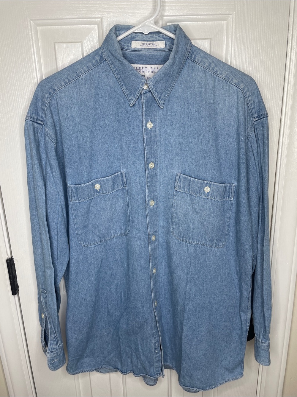 Perry Ellis Light Denim Button-Down Shirt